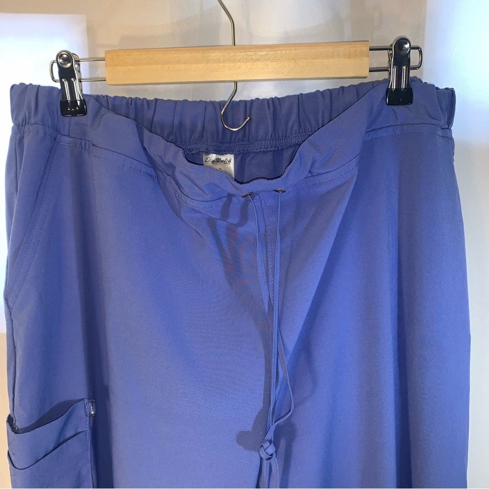 Easy Stretch Nurse Aide Tech Scrub Pants Blue Drawstring Women’s XL 4-pocket